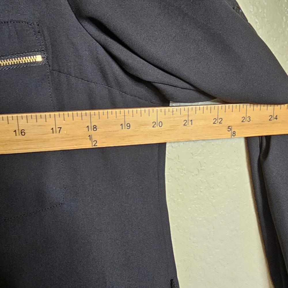 Express The Portofino Shirt Dress Womens Large Black Long Sleeve Zip Pocket - Picture 7 of 7